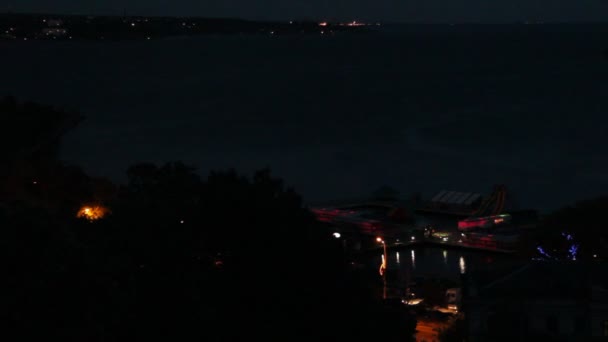 Costa Hermosa Por Noche Sobre Kerch Crimea Oriental — Vídeos de Stock