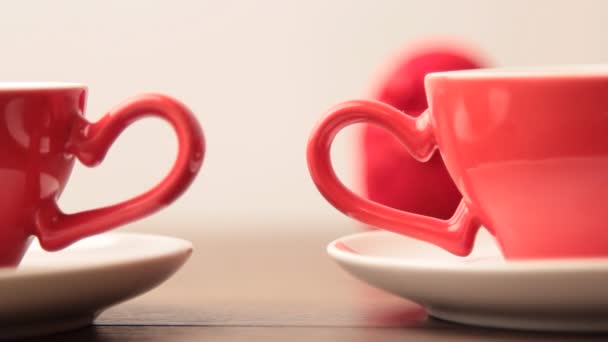 Cups on Valentine Day — Stock Video