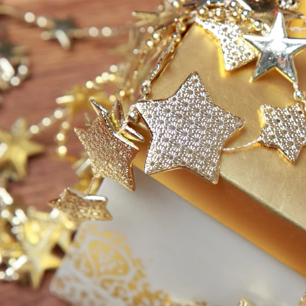 Lovelygolden Estrelas Fundo Natal — Fotografia de Stock