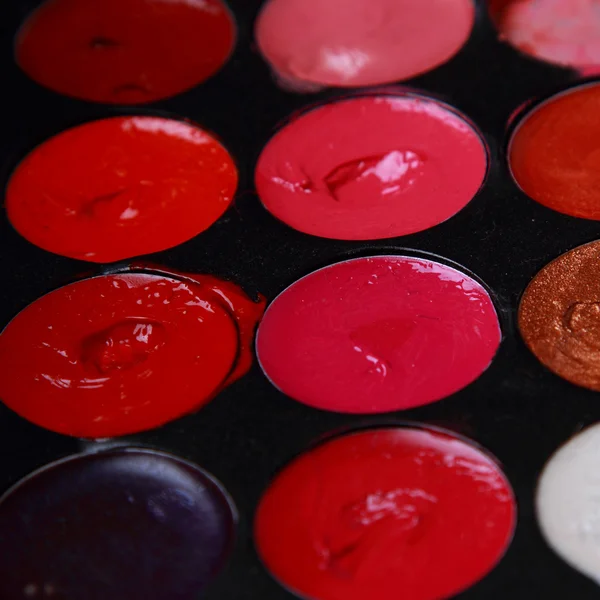 Professional Lipstick Pallete Selective Focus — Stock Photo, Image