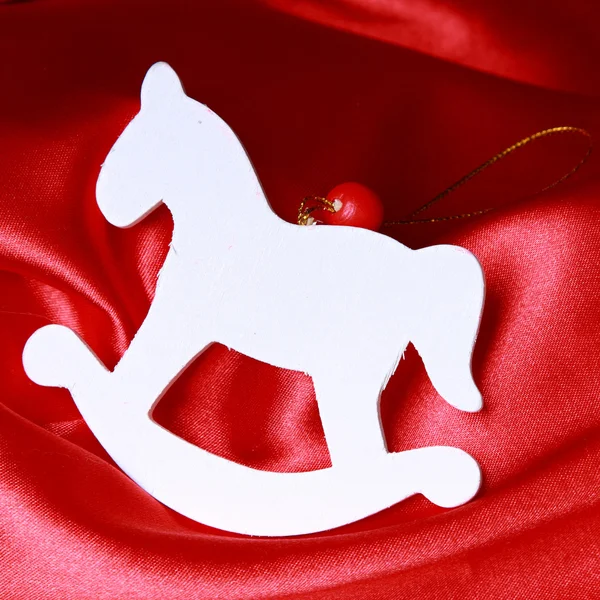 Cavalo Balanço Madeira Como Uma Decoração Natal Tema Férias — Fotografia de Stock