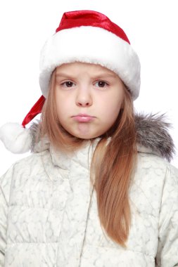 Bir Noel Baba'nın şapka neşeli bir kızla tatil portresi