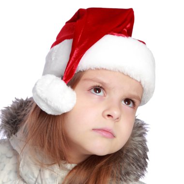 Bir Noel Baba'nın şapka neşeli bir kızla tatil portresi