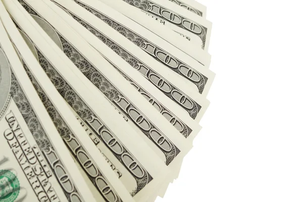 Stack Hundred Dollar Bills White Background Business Finance — Stock Photo, Image