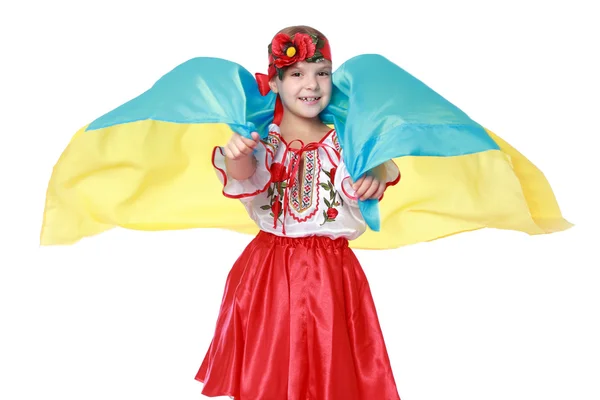 Ukrainsk flicka med flaggan — Stockfoto