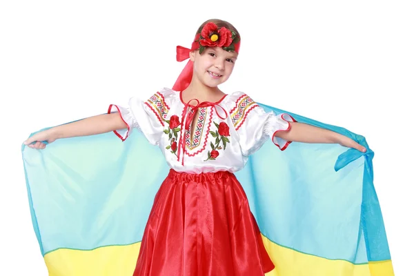 Chica ucraniana con la bandera — Foto de Stock