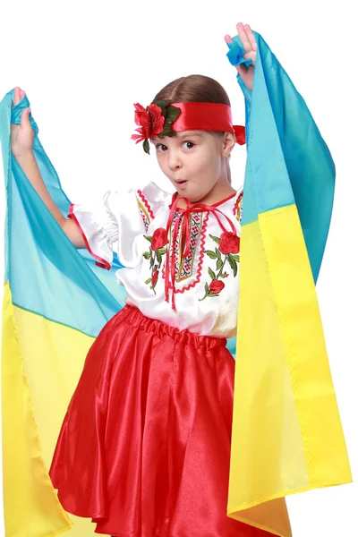 Ukrainsk flicka med flaggan — Stockfoto