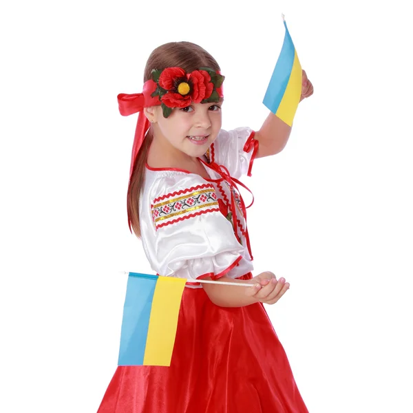 Ukrainsk flicka med flaggan — Stockfoto