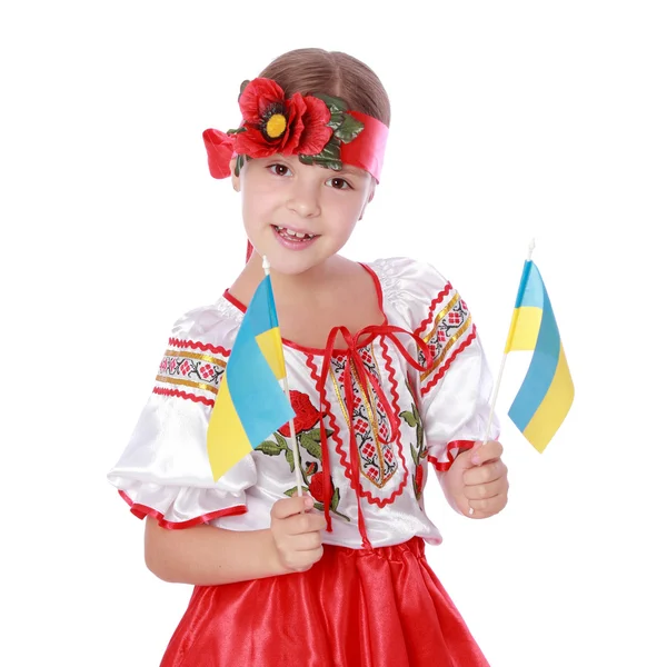 Ukrainsk flicka med flaggan — Stockfoto