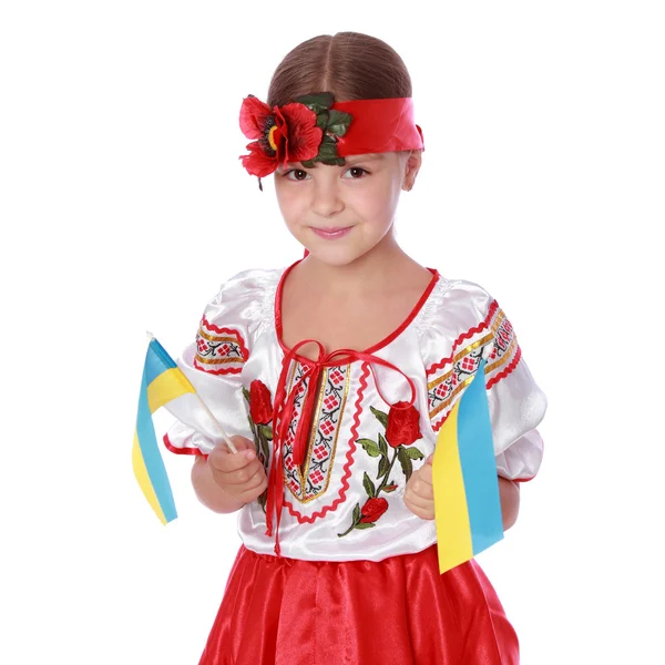 Ukrainsk flicka med flaggan — Stockfoto