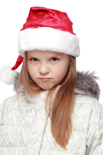 Portrait d'une fille joyeuse avec un chapeau de Père Noël — Photo