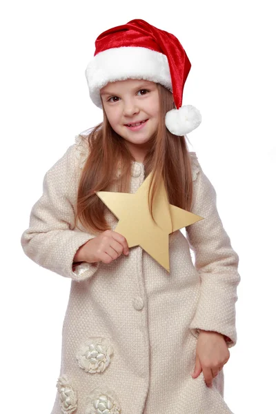 Portrait de Noël d'un enfant mignon dans un chapeau de Père Noël — Photo