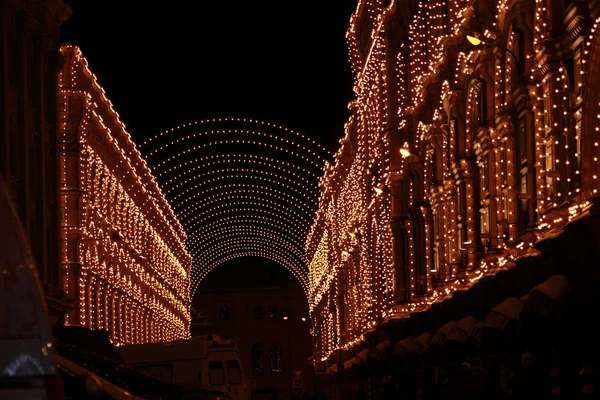 Luzes Natal Loja Departamento Gum Moscou Praça Vermelha Rússia — Fotografia de Stock