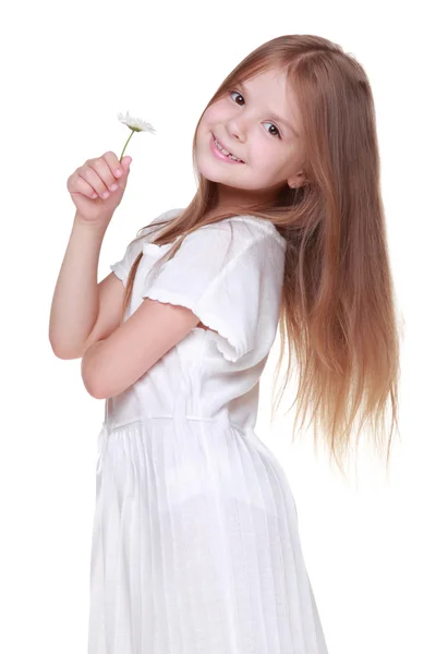 Kid and flower — Stock Photo, Image