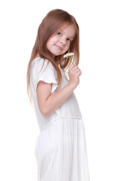 Kid and flower — Stock Photo, Image