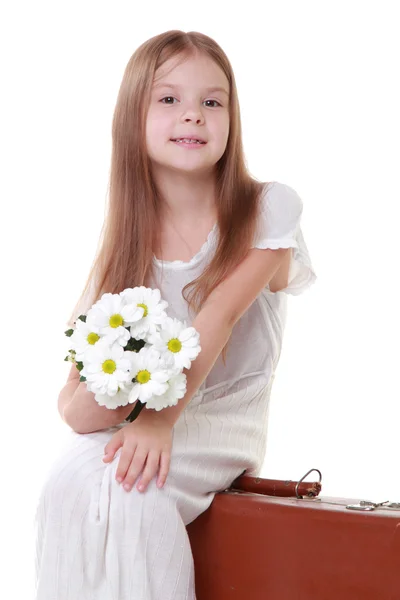 Kid and flower — Stock Photo, Image