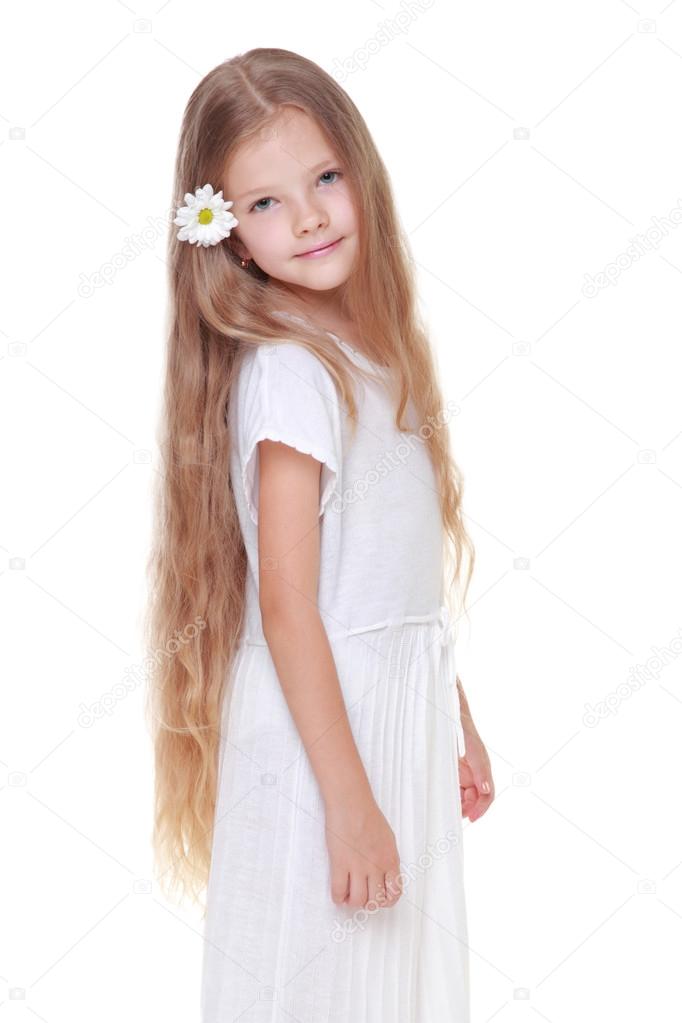 Little girl and flower