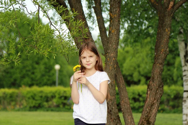 Atraktivní venkovní malá holčička — Stock fotografie