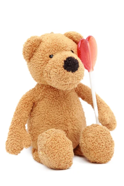 Teddy bear and love symbol — Stock Photo, Image