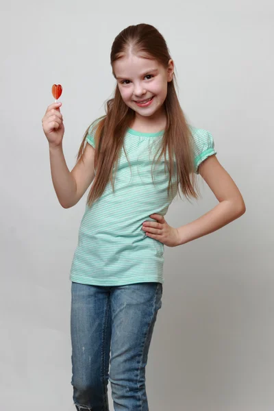 Menina e comida — Fotografia de Stock