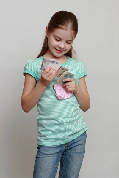 Kid and money — Stock Photo, Image