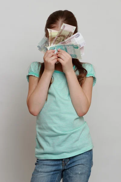 Kid en geld — Stockfoto