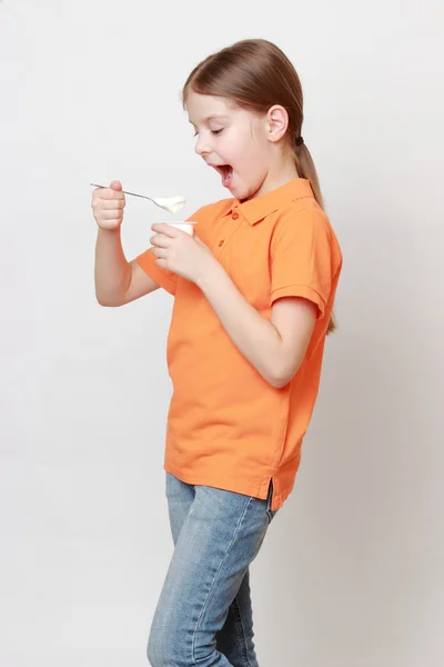 Smiley kid on Food theme — Stock Photo, Image