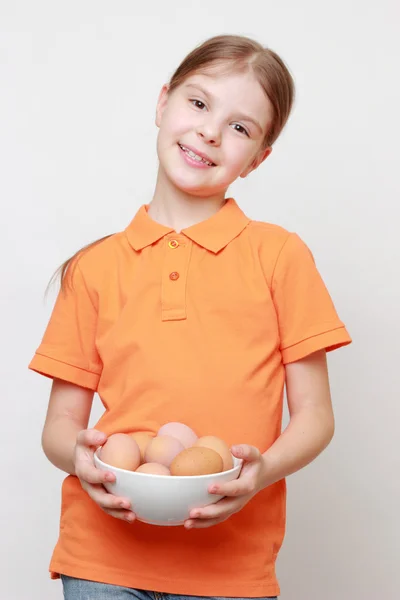 Adorable niño en el tema de alimentos — Foto de Stock