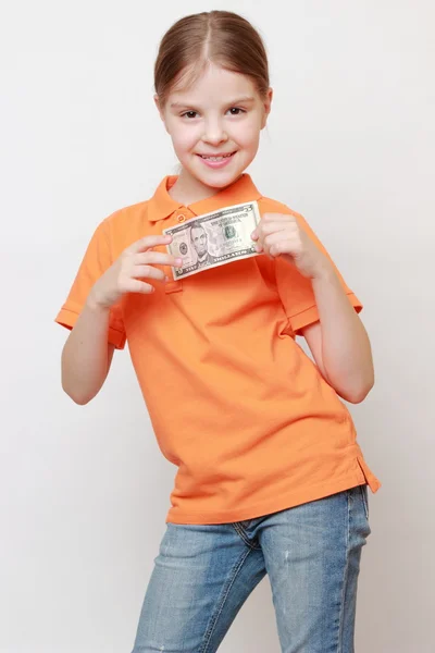 Kid and cash money — Stock Photo, Image