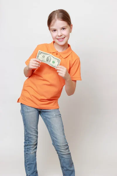 Gyerek és a cash money — Stock Fotó