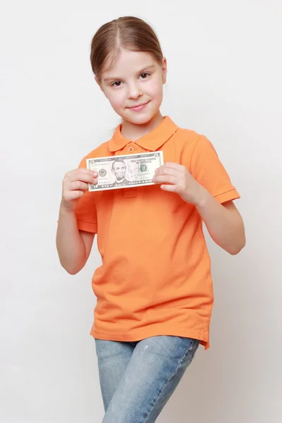 子供と現金お金 — ストック写真