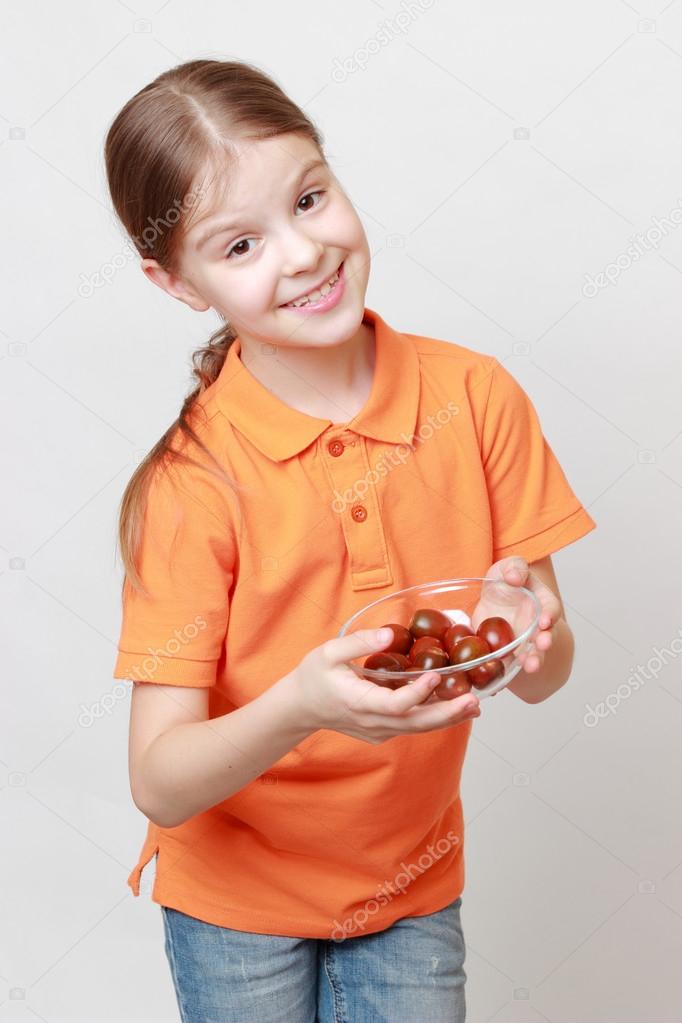 Adorable kid on Food theme