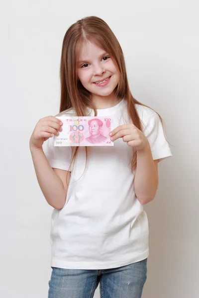 Little girlon Financial theme — Stock Photo, Image