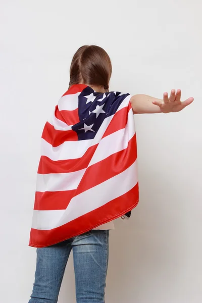 Kid and US flag — Stock Photo, Image