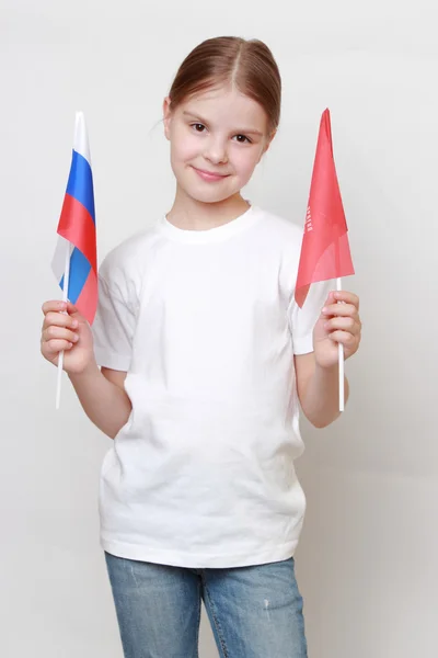 아이 상징 깃발을 들고 — 스톡 사진