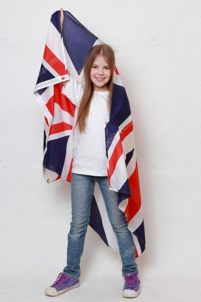 Kid holding symbolic flag