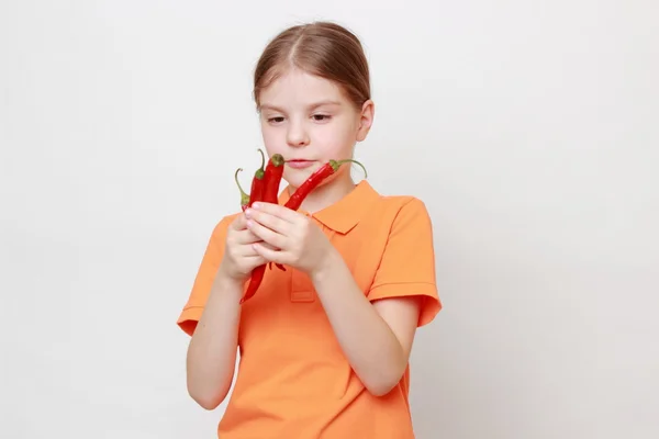 Kid på mat tema — Stockfoto