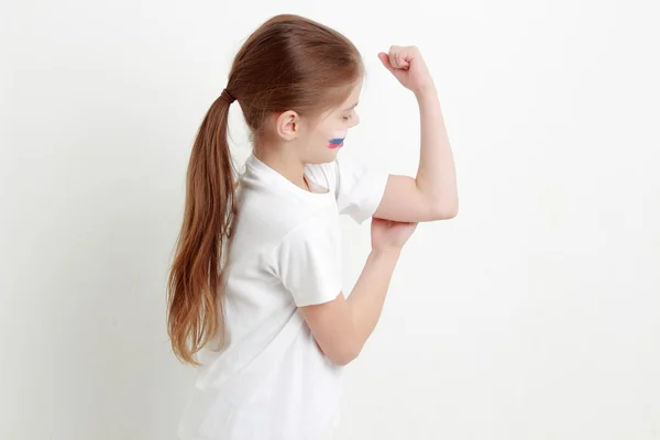 Kid with Russian flag — Stock Photo, Image