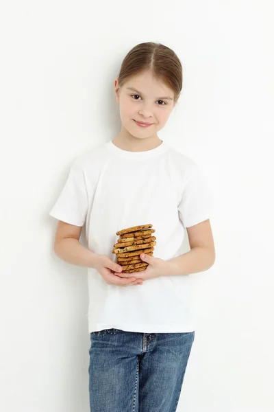 Tiener meisje op voedsel thema — Stockfoto