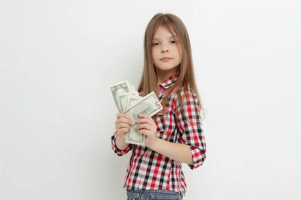 Adolescente chica y dólares — Foto de Stock