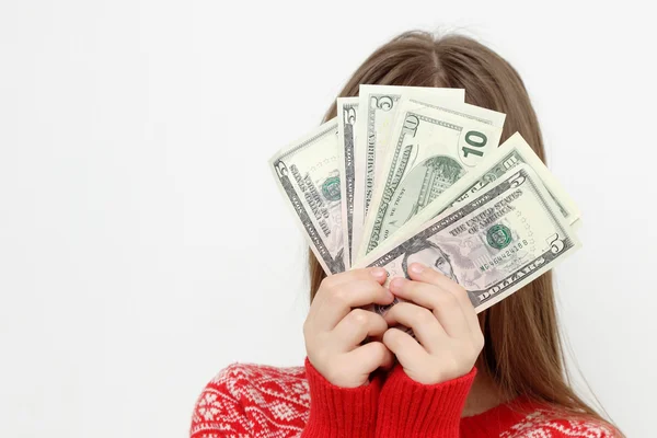 Teenager Mädchen Mit Dollars — Stockfoto