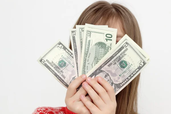 Teenager Mädchen Mit Dollars — Stockfoto