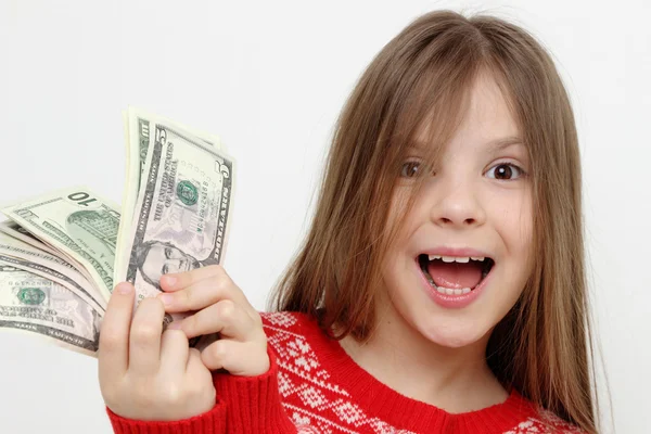 Teen Κορίτσι Που Κρατάει Δολάρια — Φωτογραφία Αρχείου