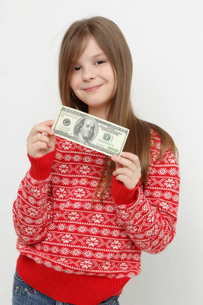 Tiener Meisje Holding Dollars — Stockfoto