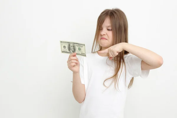 Niño y dinero en efectivo — Foto de Stock