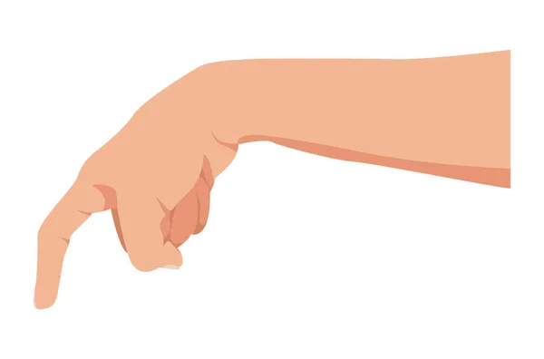 Σημαδεύοντας ή πιέζοντας το χέρι. Χέρι άγγιγμα. Πατώντας το δάχτυλο. Απομονωμένο σε λευκό. Επίπεδο στυλ. Εύκολη επεξεργασία. Λευκό φόντο. Εικονογράφηση διανύσματος — Διανυσματικό Αρχείο