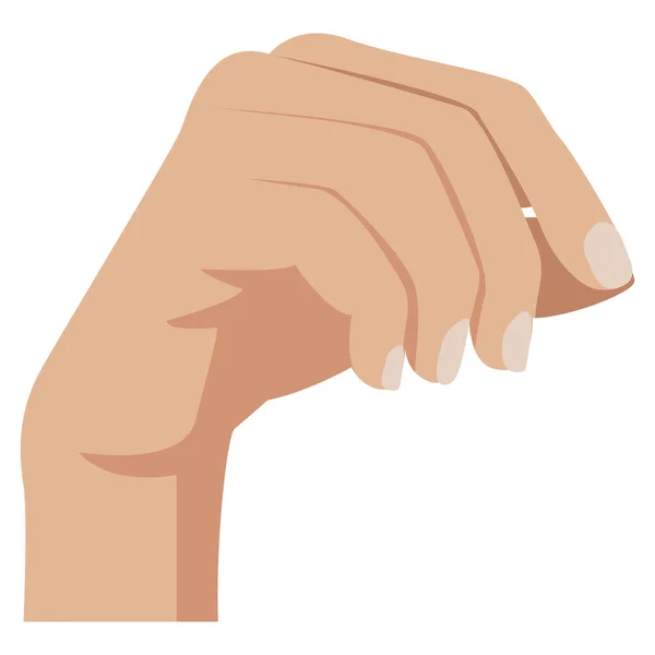 Γυναικείο χέρι που κρατάει κάτι. Γυναικείο χέρι απομονωμένο σε λευκό φόντο. Επίπεδη διανυσματική απεικόνιση. — Διανυσματικό Αρχείο