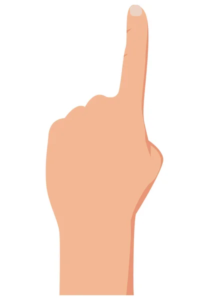 Apontar o dedo. Um sinal de mão número um. Ilustração vetorial isolada sobre fundo branco. Para web, info gráfico —  Vetores de Stock