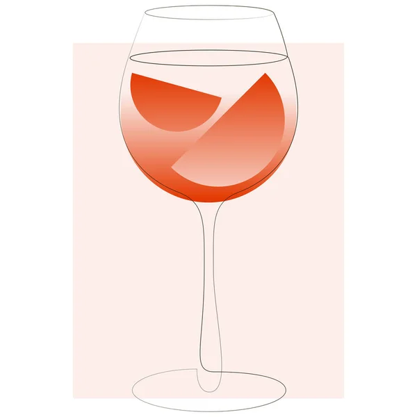 Minimale Linienvektordarstellung eines Aperol-Spritzglases. — Stockvektor