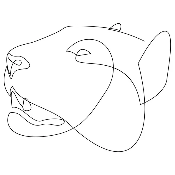 Cabeza de jaguar continua de una línea de dibujo. Ilustración vectorial de línea única. — Vector de stock